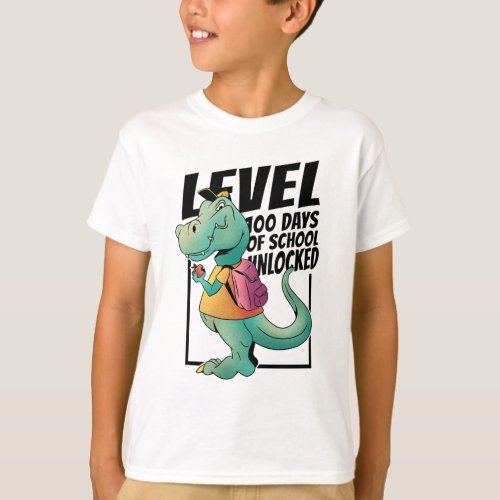 Dinosaur 100 days of school design T_Shirt