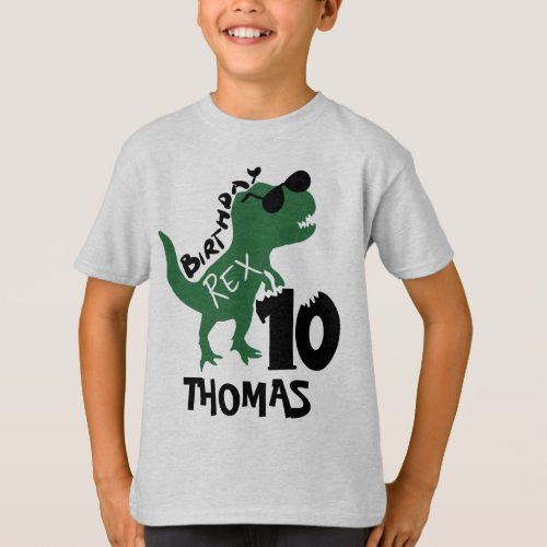Dinosaur 10th Birthday T_Shirt  Add Your Name