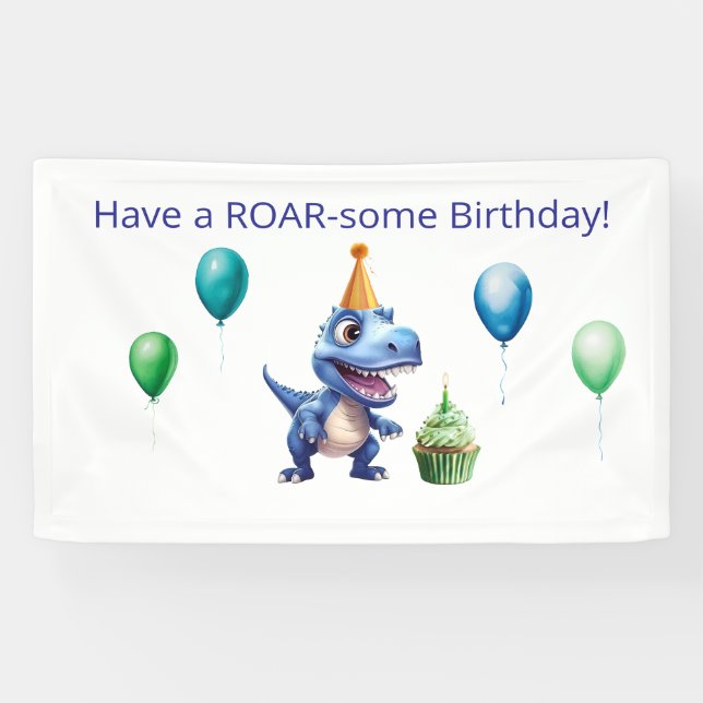 Dinosaur 1st Birthday Banner Boy | Personalized  (Horizontal)
