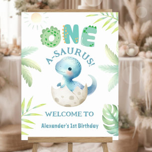 Dinosaur 1st Birthday Boy Cute Welcome Sign