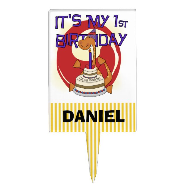 Dinosaur 1st Birthday Cake Topper (Front)