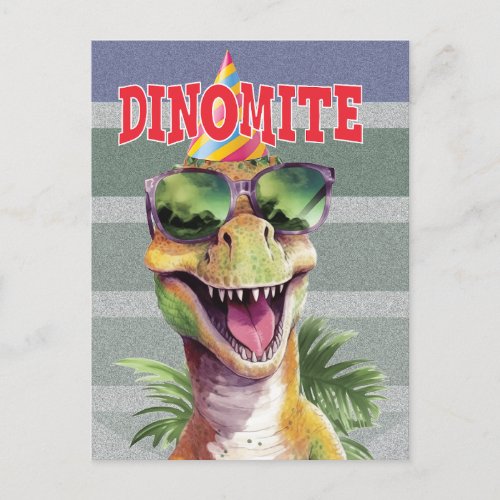 Dinosaur 1st Birthday Childrends Party Invitation Postcard