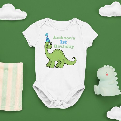 Dinosaur 1st Birthday Custom Baby Bodysuit