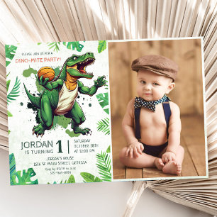 Dinosaur 1st Birthday Dino-mite Party Photo Invitation