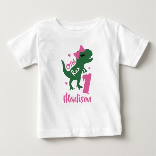 Dinosaur 1st Birthday Girl T_Shirt  Personalized