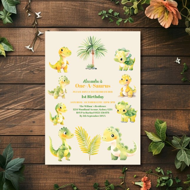 Dinosaur 1st Birthday Invitation (Creator Uploaded)
