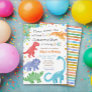 Dinosaur 1st Birthday Invitation Colorful Cute