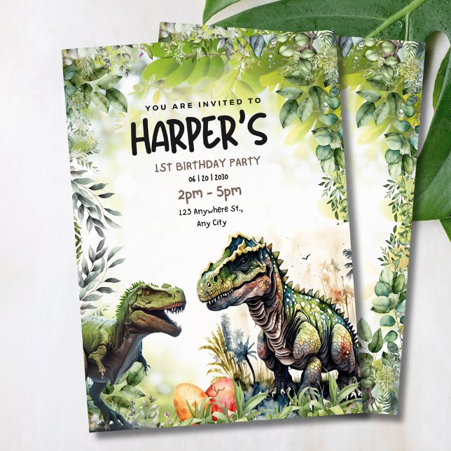 Dinosaur 1st Birthday invitation, Wild Dinosaur Invitation (Creator Uploaded)