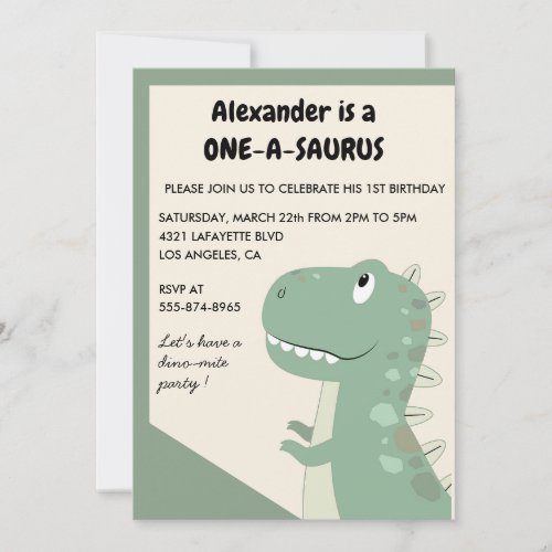 Dinosaur 1st birthday invitations 1 year old t rex
