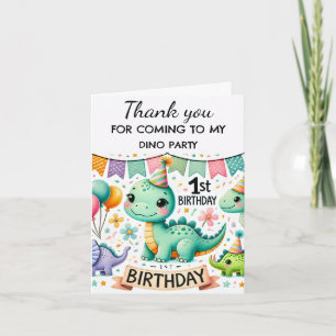 Dinosaur 1st Birthday Party Boy Dino Cute Thank You Card