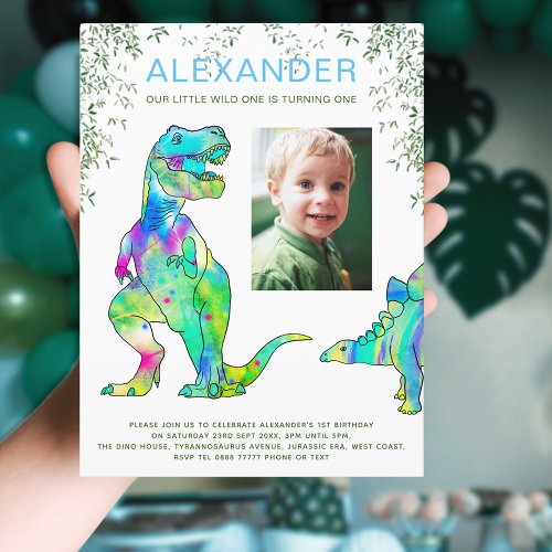 Dinosaur 1st Birthday Party Budget  Invitation Postcard