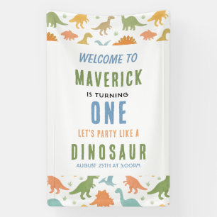 Dinosaur 1st Birthday Party Cute Prehistoric Banner