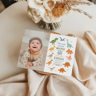 Dinosaur 1st Birthday Party Cute Prehistoric Invitation