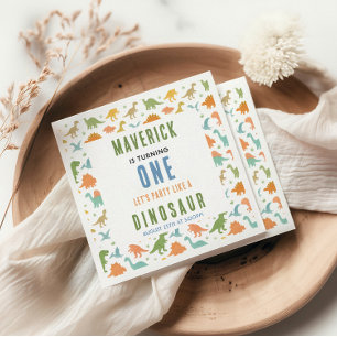 Dinosaur 1st Birthday Party Cute Prehistoric Napkins