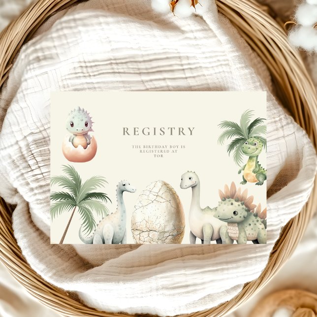 Dinosaur 1st Birthday Party Enclosure Card (Creator Uploaded)