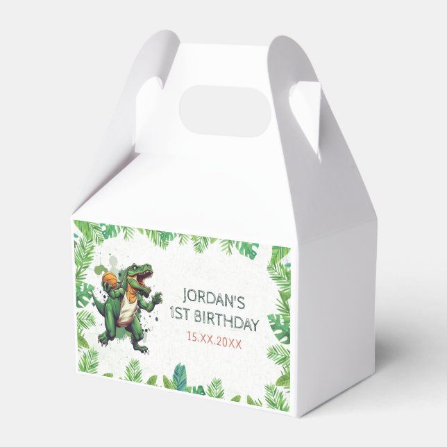 Dinosaur 1st Birthday Party  Favor Boxes (Front Side)