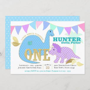Dinosaur 1st Birthday Party Invitation