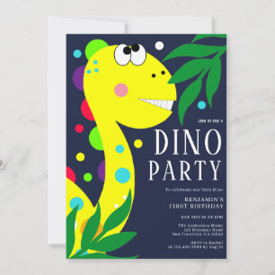 Dinosaur 1st Birthday Party Invitation