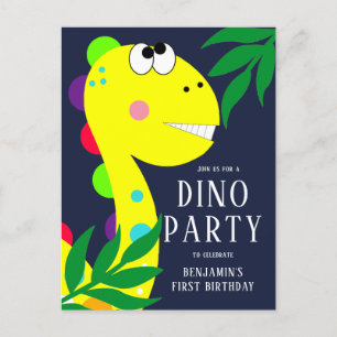 Dinosaur 1st Birthday Party Invitation Postcard