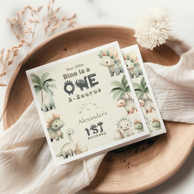 Dinosaur 1st Birthday Party Napkins (Creator Uploaded)