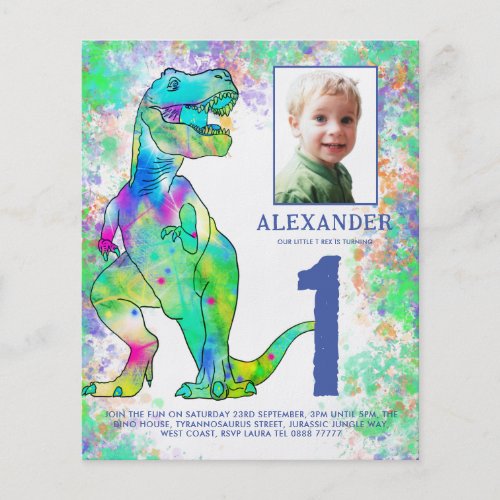 Dinosaur 1st Birthday Party Photo Budget Flyer