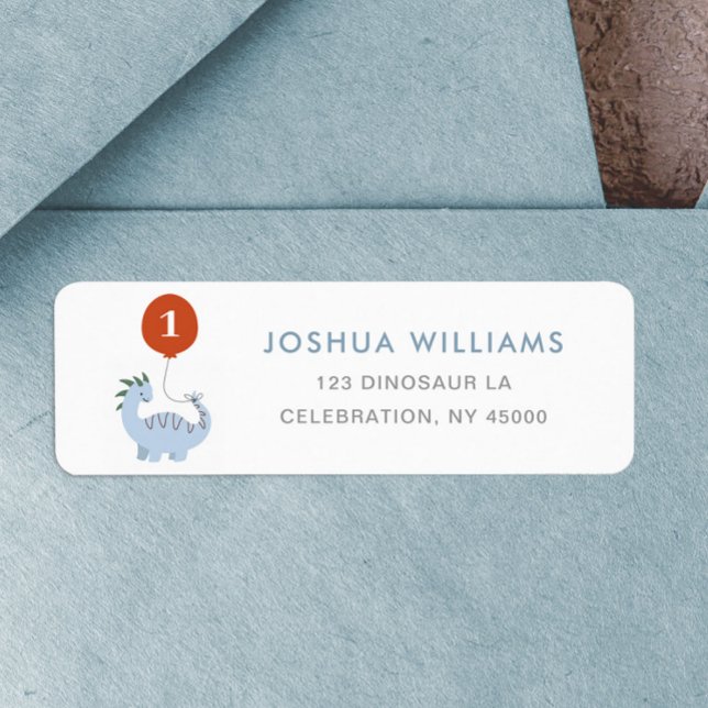 Dinosaur 1st Birthday return label address (Creator Uploaded)