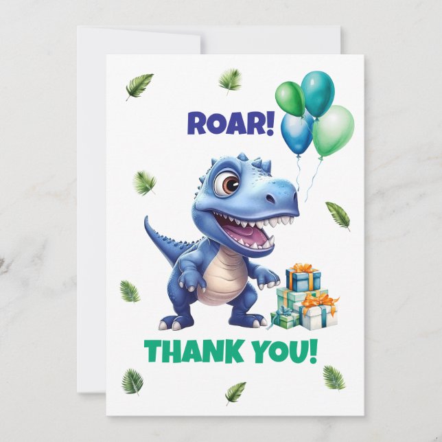 Dinosaur 1st Birthday Thank You Card Boy - Custom (Front)