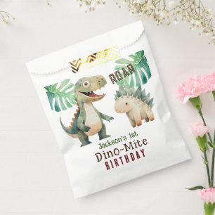 Dinosaur 1st Birthday Watercolor Favor Bag