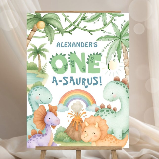 Dinosaur 1st Birthday Welcome Sign Foam Board (Creator Uploaded)