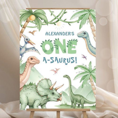 Dinosaur 1st Birthday Welcome Sign Foam Board