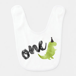 Dinosaur 1st Stomp and Chomp First Birthday Bib
