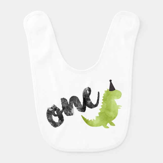 Dinosaur 1st Stomp and Chomp First Birthday Bib (Front)