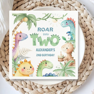 Dinosaur 2nd Birthday Boy Jurassic Dino Paper Napkins