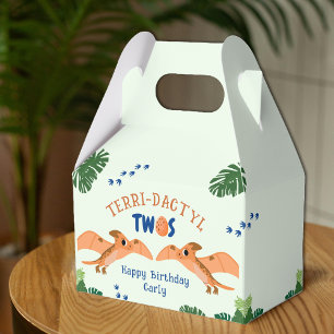 Dinosaur 2nd Birthday Funny Green Pterodactyl  Favor Boxes