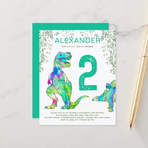 Dinosaur 2nd Birthday Party jungle budget teal