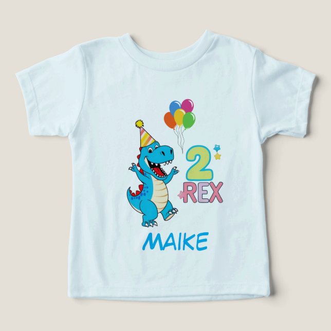 Dinosaur 2nd Birthday Party T-Shirt | Cute Dino Toddler T-shirt (Design Front)