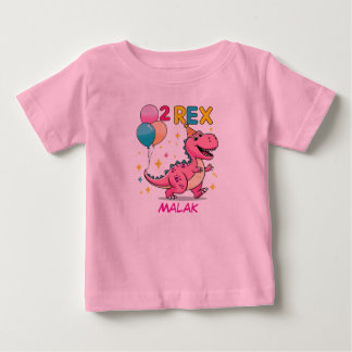 Dinosaur 2nd Birthday Party T-Shirt | Cute Dino wi