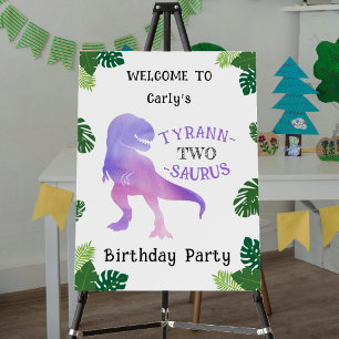 Dinosaur 2nd Birthday Purple Tyrannosaurus Rex Foam Board