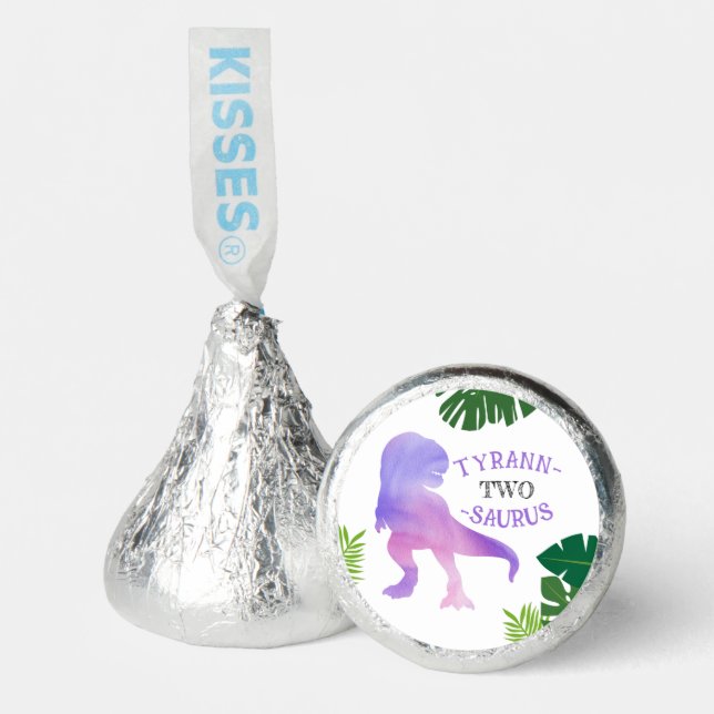 Dinosaur 2nd Birthday Purple Tyrannosaurus Rex Hershey®'s Kisses® (Front)