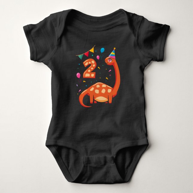 Dinosaur 2nd Birthday Shirt Boy 2 Year Old Toddler (Front)