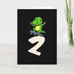Dinosaur 2nd Birthday Skateboard Kids Boys Gifts Card