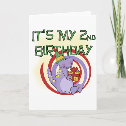 Dinosaur 2nd Birthday Tshirts and Gifts Card