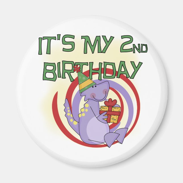 Dinosaur 2nd Birthday Tshirts and Gifts Magnet (Front)