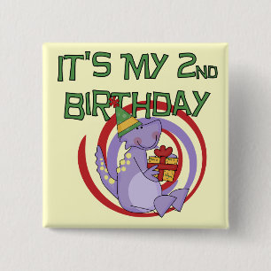 Dinosaur 2nd Birthday Tshirts and Gifts Pinback Button