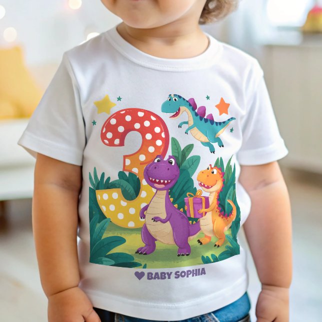 Dinosaur 3rd Birthday Baby T-Shirt (Creator Uploaded)