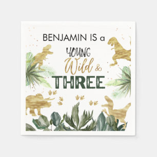 Dinosaur 3rd Birthday boy Party Napkins