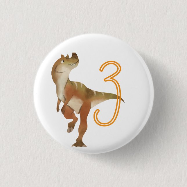 Dinosaur 3rd birthday  button (Front)