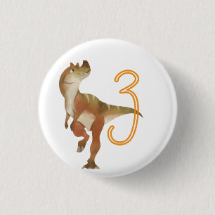 Dinosaur 3rd birthday button