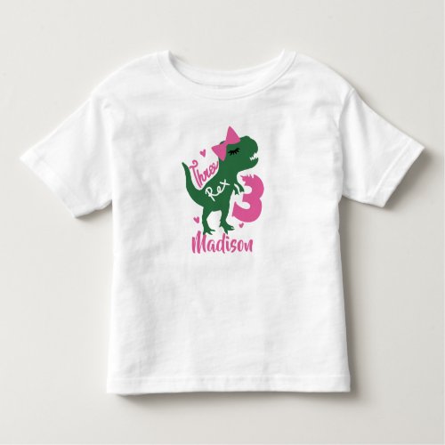 Dinosaur 3rd Birthday Girl T_Shirt  Three Rex