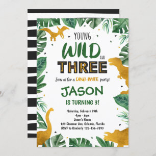Dinosaur 3rd Birthday Invitation, Dinosaur Invites